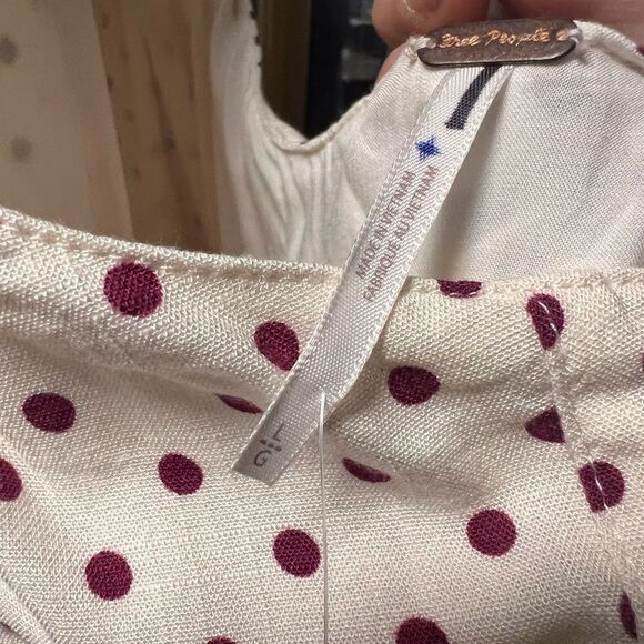 Free People High Strung Romper-Ivory/Burgundy Polka Dot NWOT - Picture 7 of 7